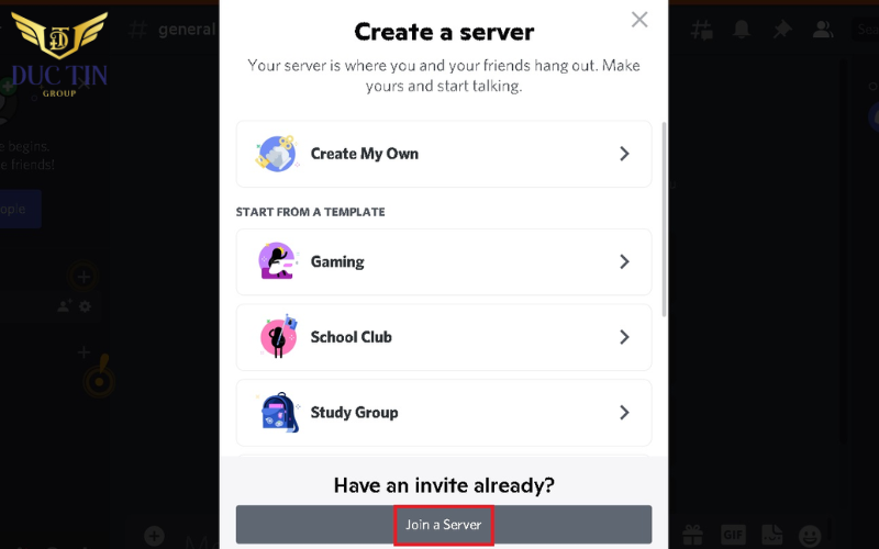 Chọn Join a Server